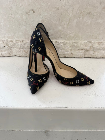 Christian Louboutin Black Iriza Jacq Heels - Size 38