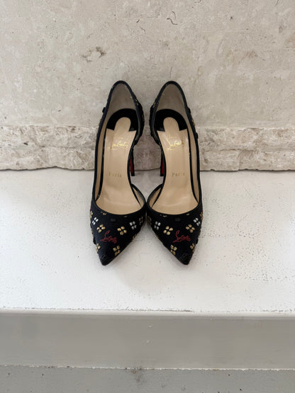 Christian Louboutin Black Iriza Jacq Heels - Size 38