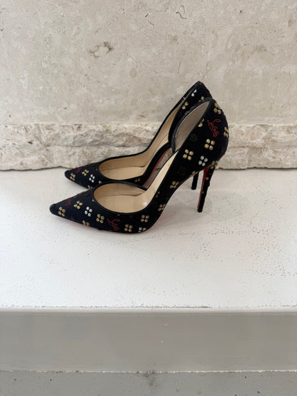 Christian Louboutin Black Iriza Jacq Heels - Size 38