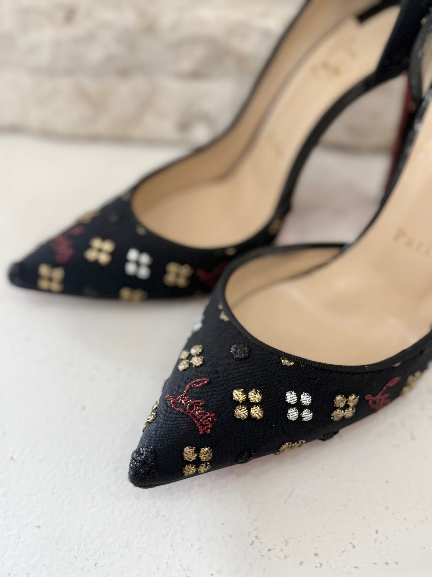 Christian Louboutin Black Iriza Jacq Heels - Size 38