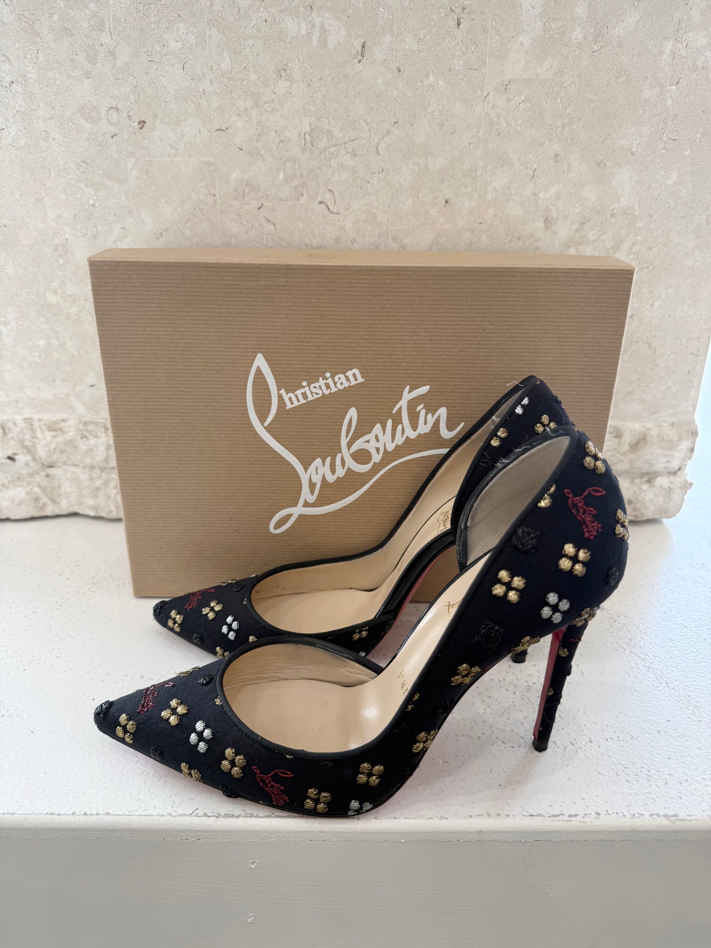 Christian Louboutin Black Iriza Jacq Heels - Size 38