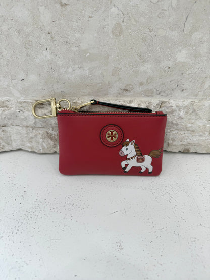 Tory Burch Red Top Zip Card Case