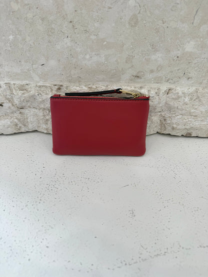 Tory Burch Red Top Zip Card Case