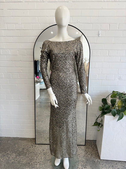 Per Una Speziale By Marks & Spencer Champagne Sequin Maxi Dress - Size 12
