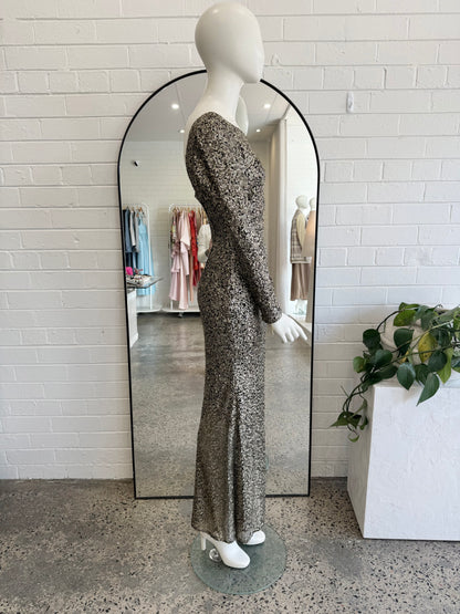 Per Una Speziale By Marks & Spencer Champagne Sequin Maxi Dress - Size 12