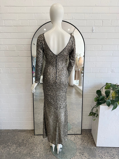 Per Una Speziale By Marks & Spencer Champagne Sequin Maxi Dress - Size 12