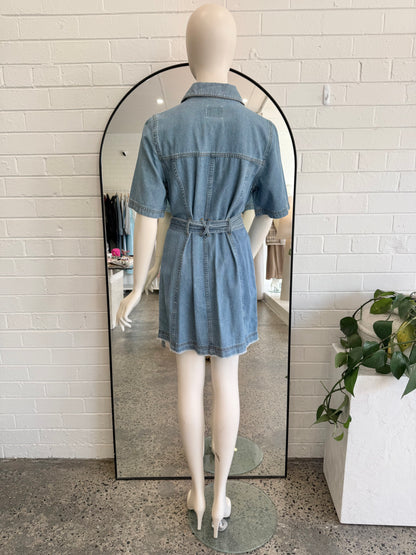 Aje Blue Denim Mini Dress - Size 10