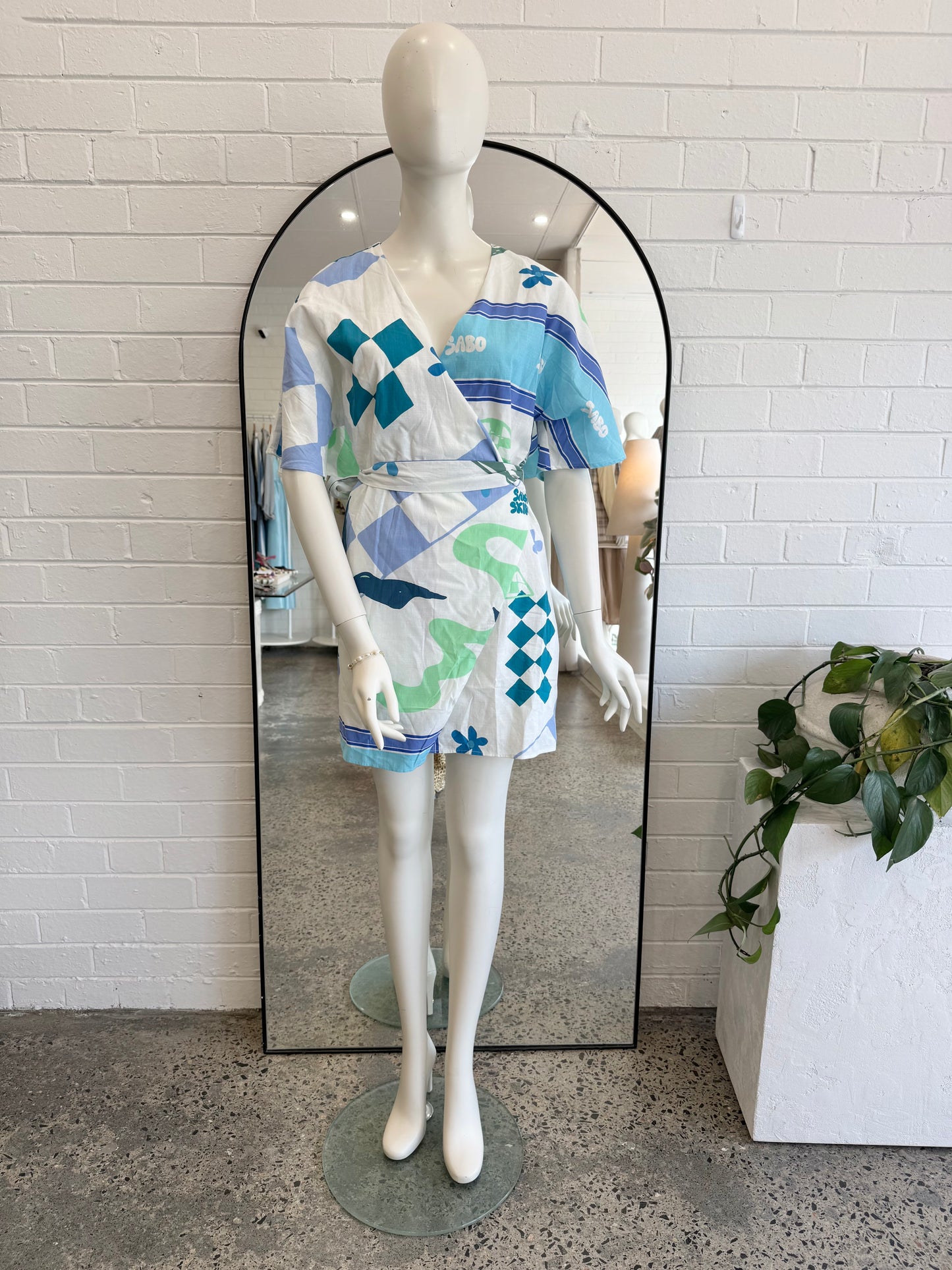 Sabo White Scarlett Wrap Mini Dress - Size S