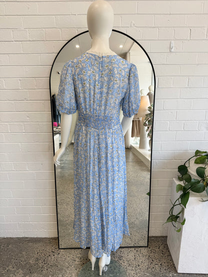 Me and Em Blue Primrose Graphic Floral Maxi Dress - Size 12