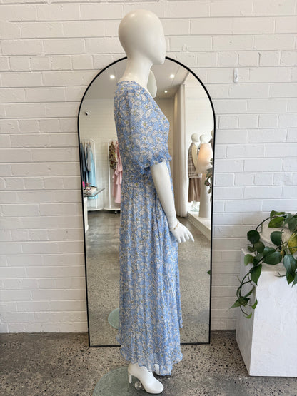 Me and Em Blue Primrose Graphic Floral Maxi Dress - Size 12