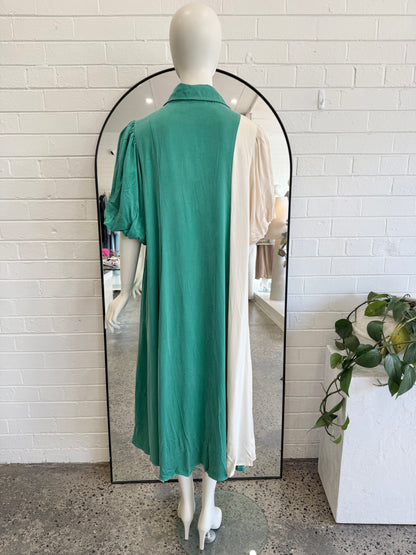 La Boheme Girls Emerald/Ivory Peyton Midi Dress - Size M/L (12 - 14)