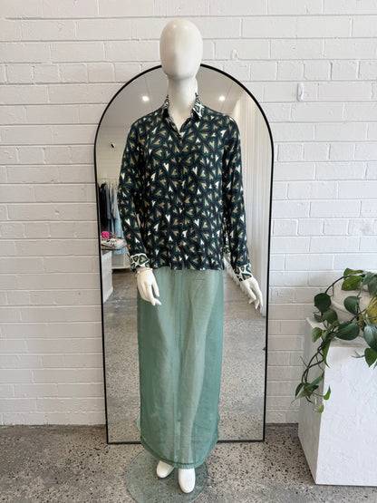 Vrg Girl Green Devyn Sheer Midi Skirt - Size 12