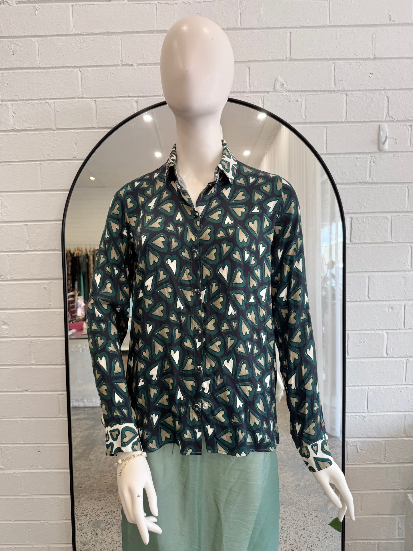 Pom Amsterdam Khaki Heartbeat Shirt - Size 36 (8)