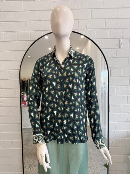 Pom Amsterdam Khaki Heartbeat Shirt - Size 36 (8)