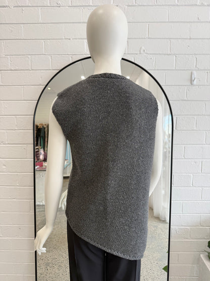 Jill Sander Charcoal Knit Vest - Size 36 (8 - 10)