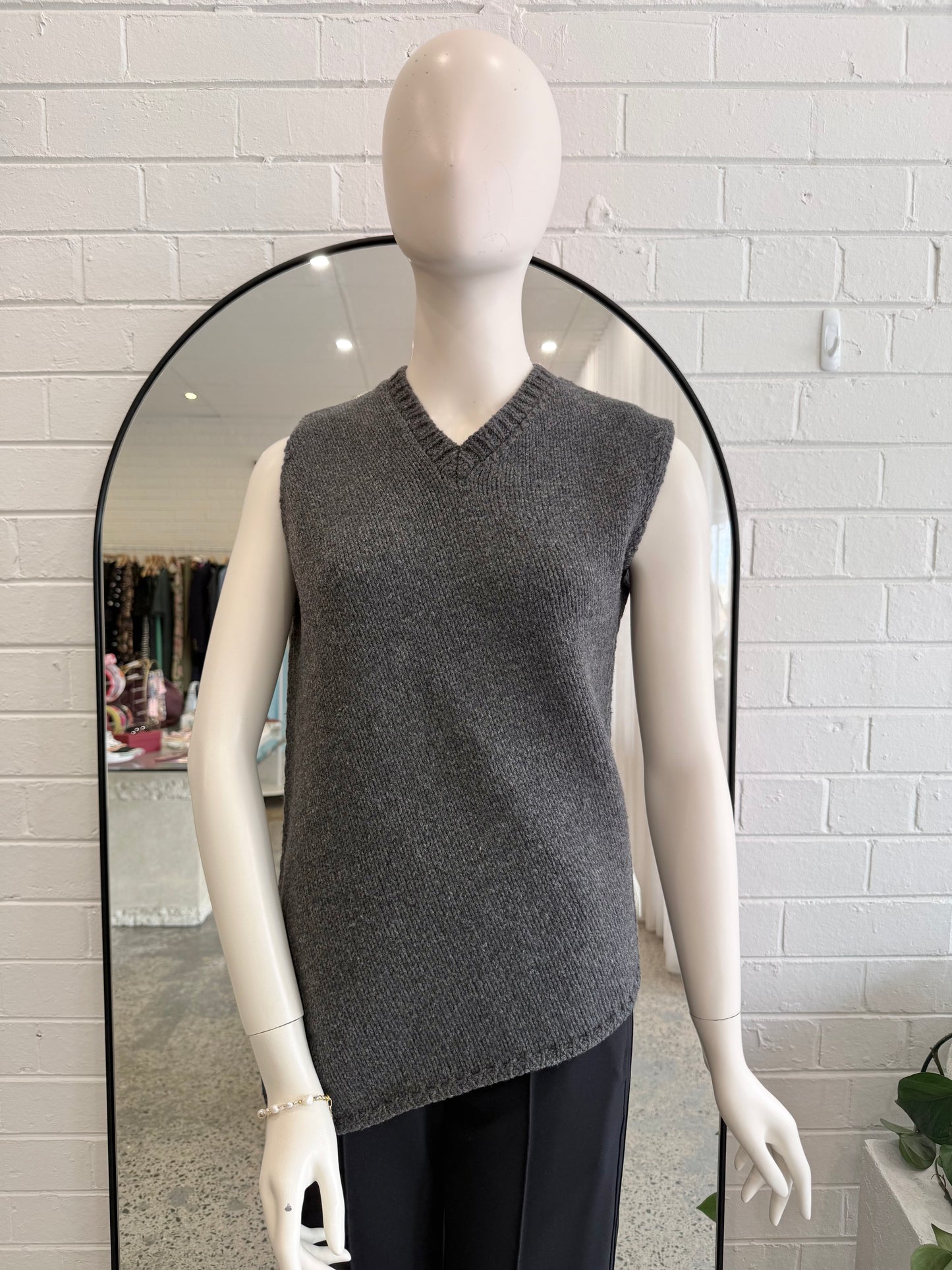 Jill Sander Charcoal Knit Vest - Size 36 (8 - 10)