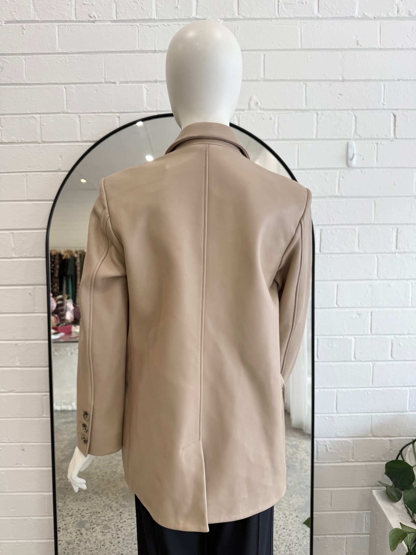 Country Road Beige Leather Blazer - Size S (8)