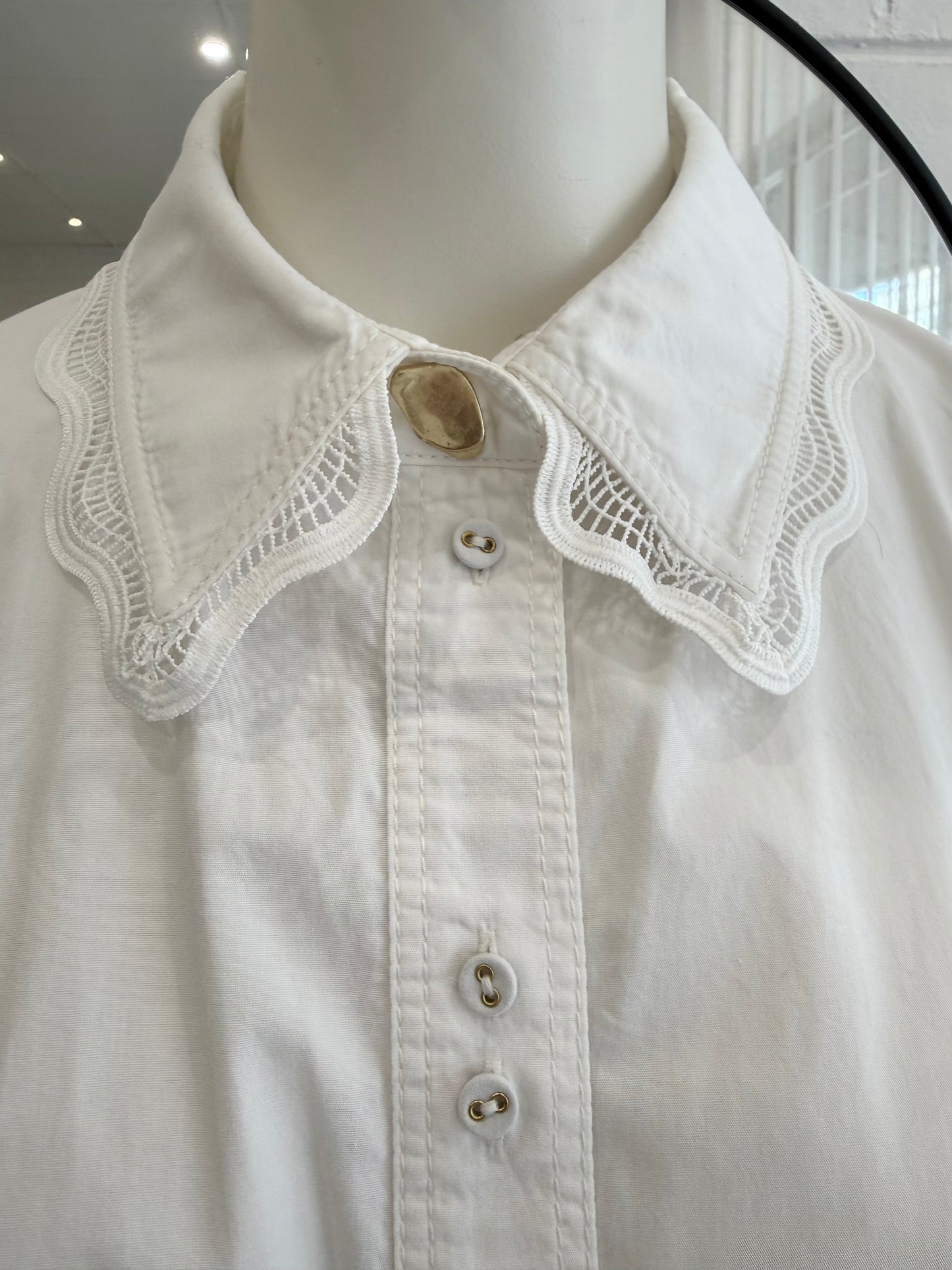 Aje White Scallop Shirt - Size 12