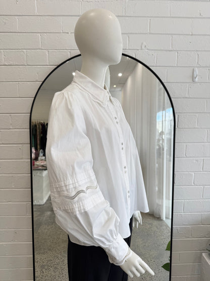 Aje White Scallop Shirt - Size 12