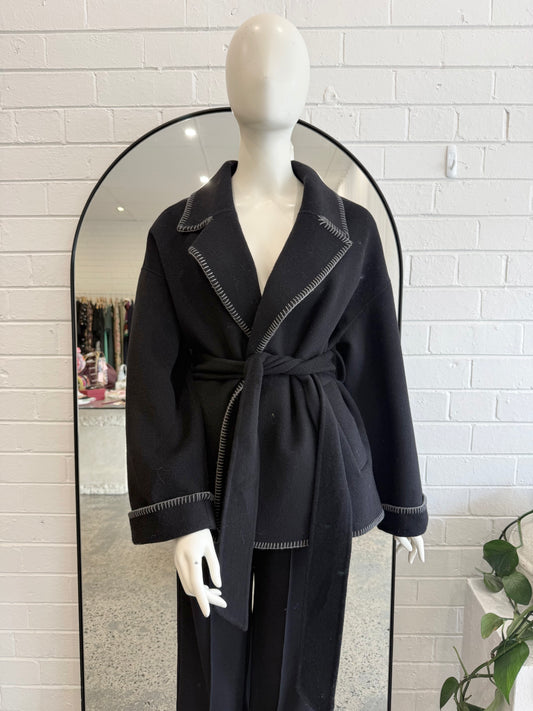 Kivari Black Wool Blend Josephina Coat - Size S