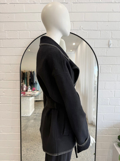 Kivari Black Wool Blend Josephina Coat - Size S