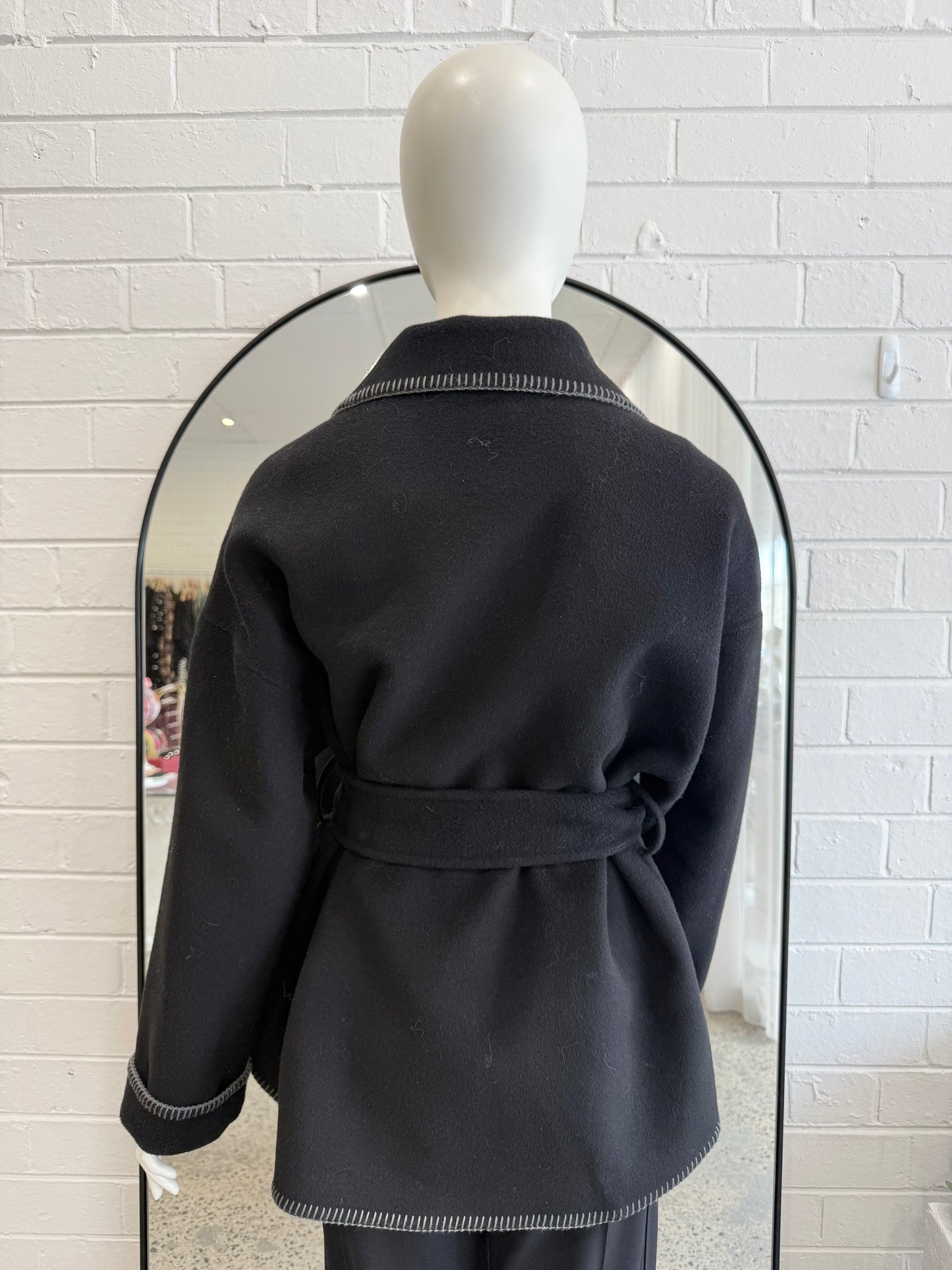 Kivari Black Wool Blend Josephina Coat - Size S