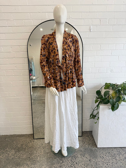Bec & Bridge 'Ocelot' Linen Maxi Skirt in White - Size 12