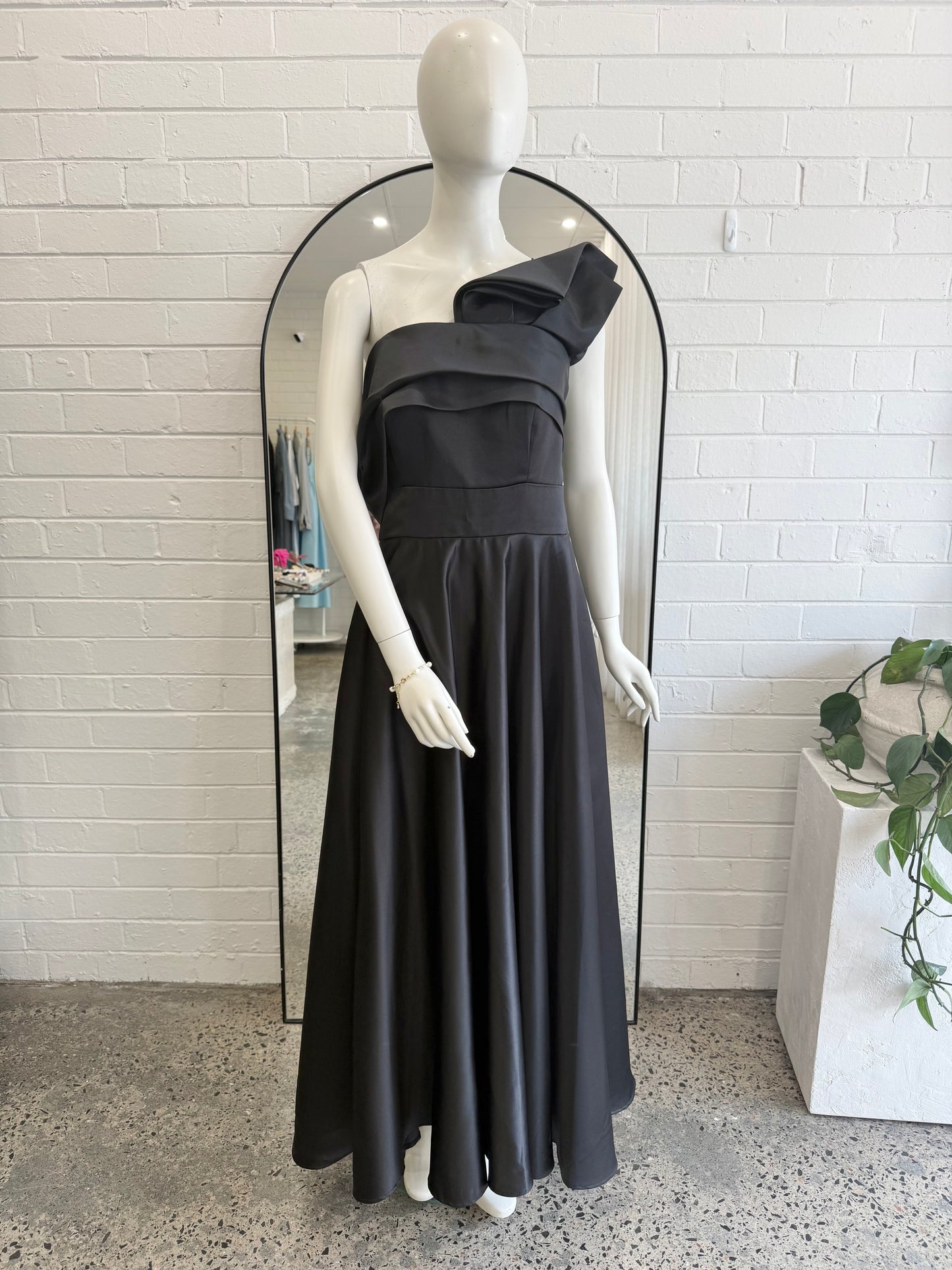 Missacc Black Satin Maxi Dress  - Size 12 - 14