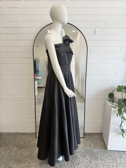 Missacc Black Satin Maxi Dress  - Size 12 - 14