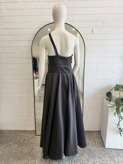 Missacc Black Satin Maxi Dress  - Size 12 - 14