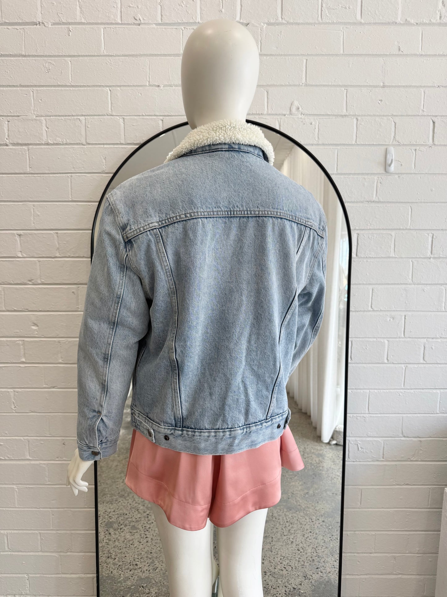 Levi's Blue Denim Sherpa Trucker Jacket - Size M (10)