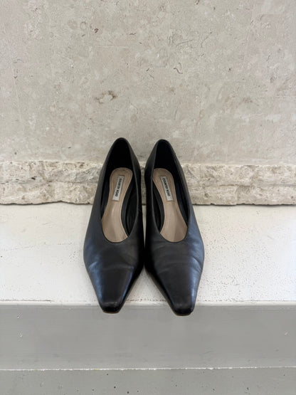 Country Road Davina Black Leather Heel - Size 38