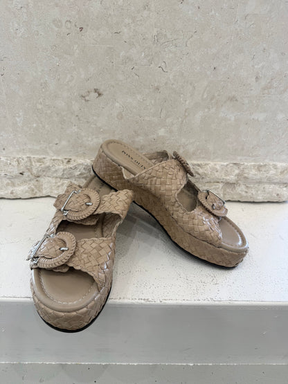 Pons Quintana Taupe Braided Sandals - Size 41