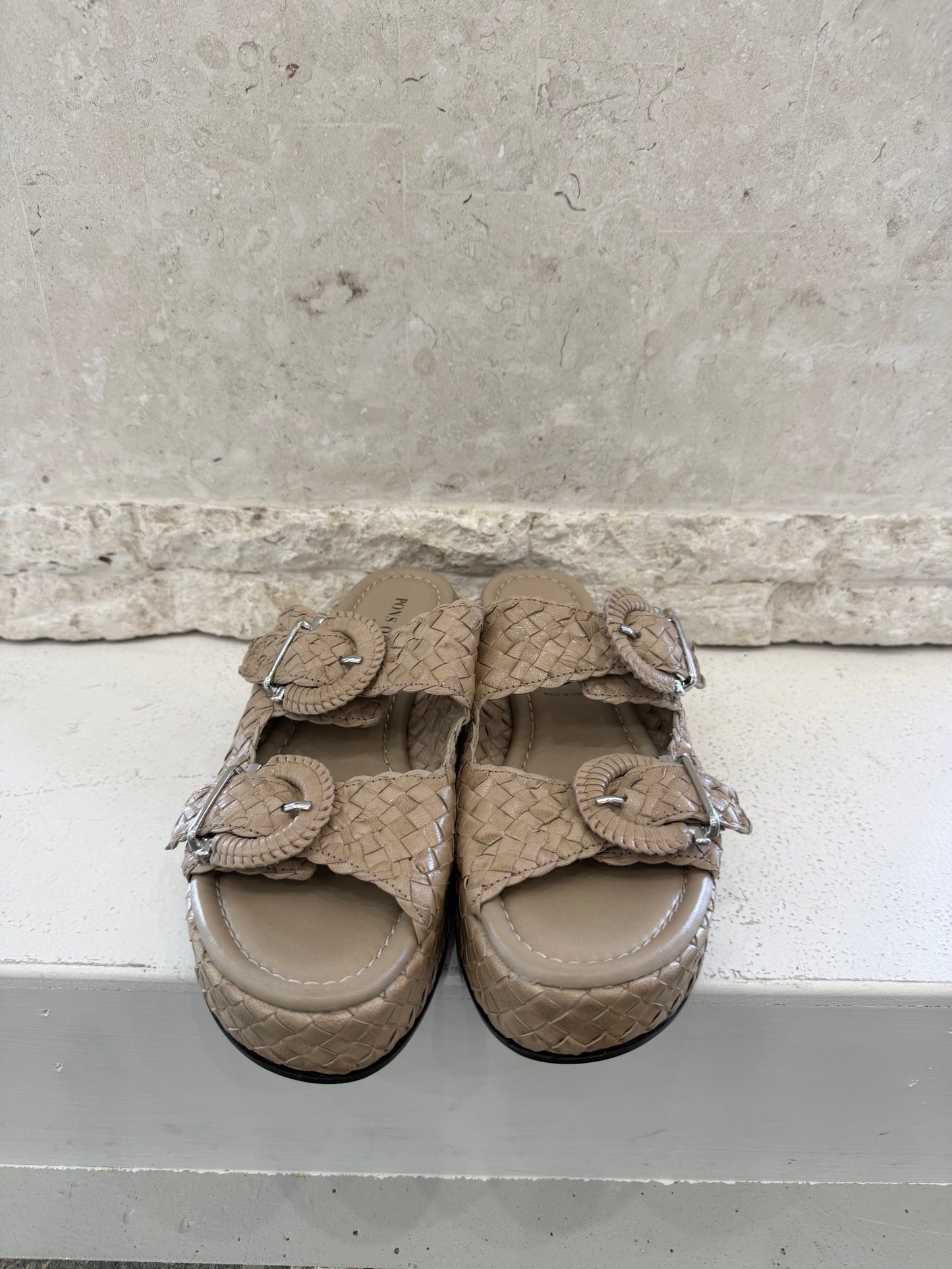 Pons Quintana Taupe Braided Sandals - Size 41