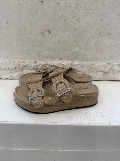 Pons Quintana Taupe Braided Sandals - Size 41