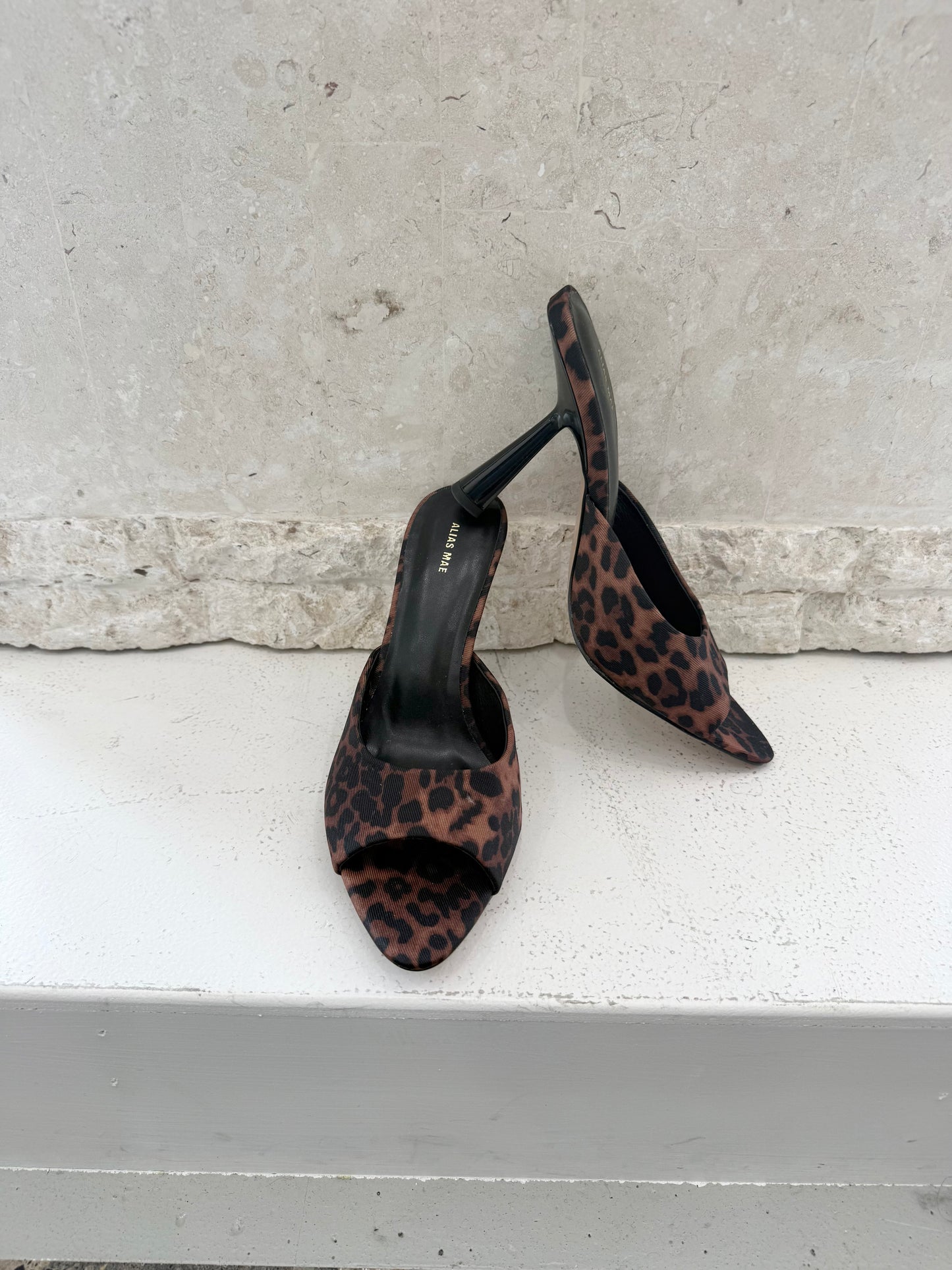Alias Mae Brown Leopard Print Mules - Size 38 - Pre-Loved Geelong