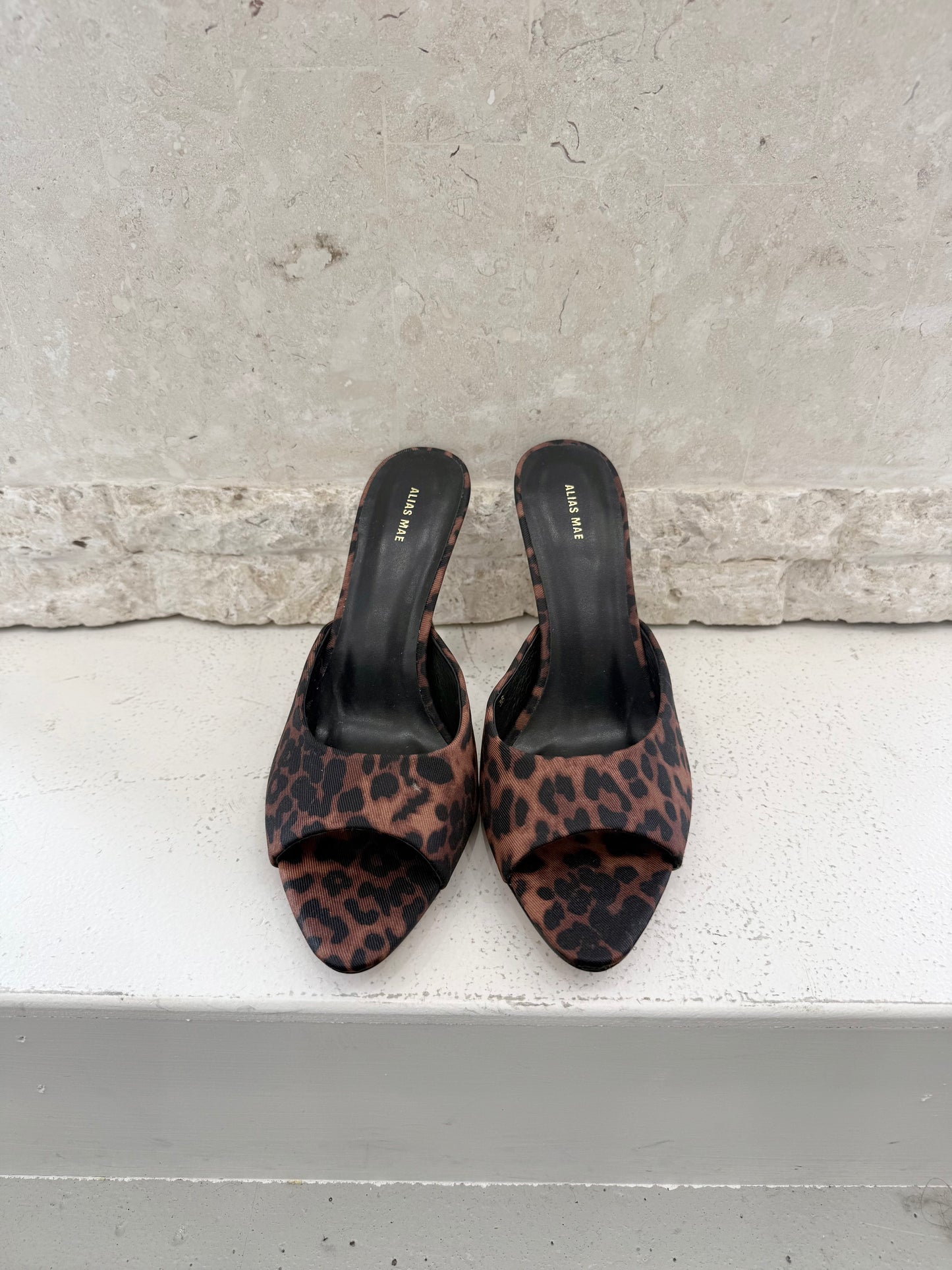 Alias Mae Brown Leopard Print Mules - Size 38 - Pre-Loved Geelong