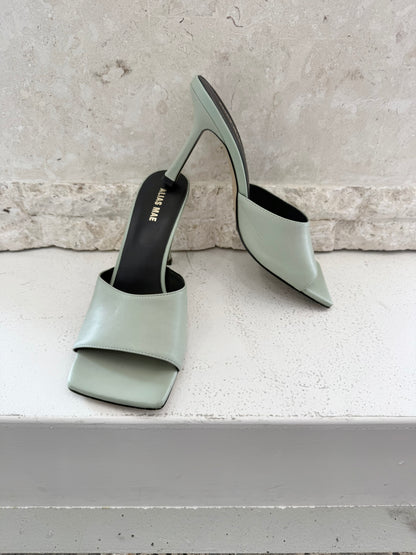 Alias Mae Sage Green Leni Leather Mules - Size 39 - Pre-Loved Geelong