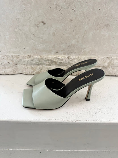 Alias Mae Sage Green Leni Leather Mules - Size 39 - Pre-Loved Geelong
