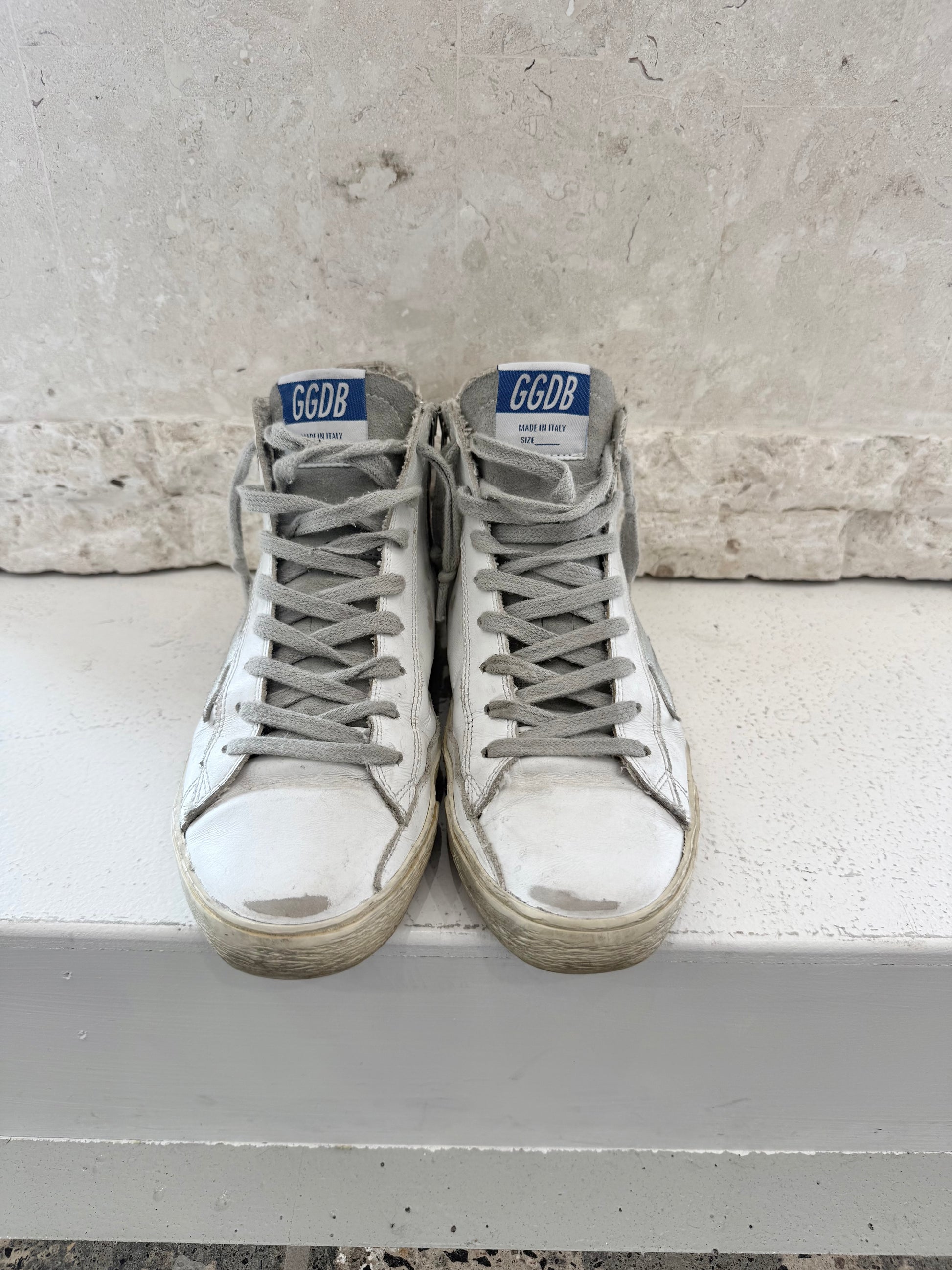 Golden Goose White Francy High Top Sneakers - Size 35 - Pre-Loved Geelong