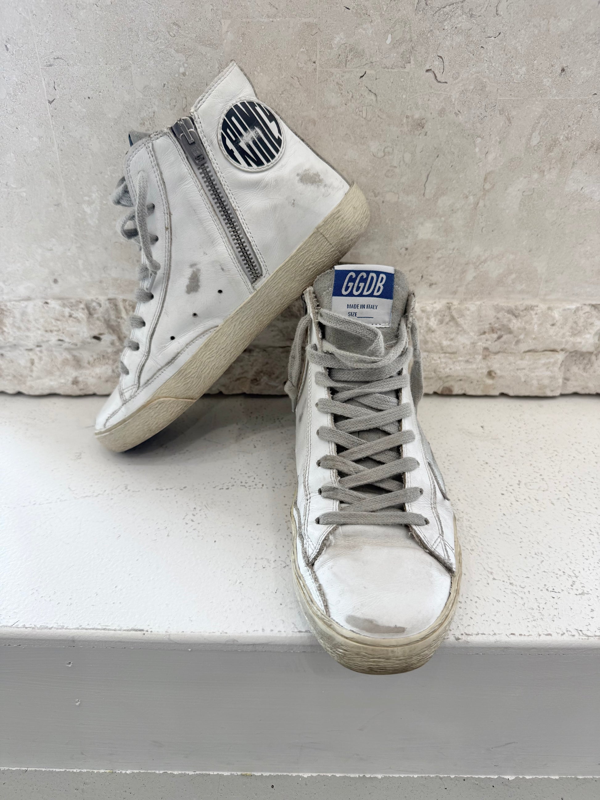 Golden Goose White Francy High Top Sneakers - Size 35 - Pre-Loved Geelong