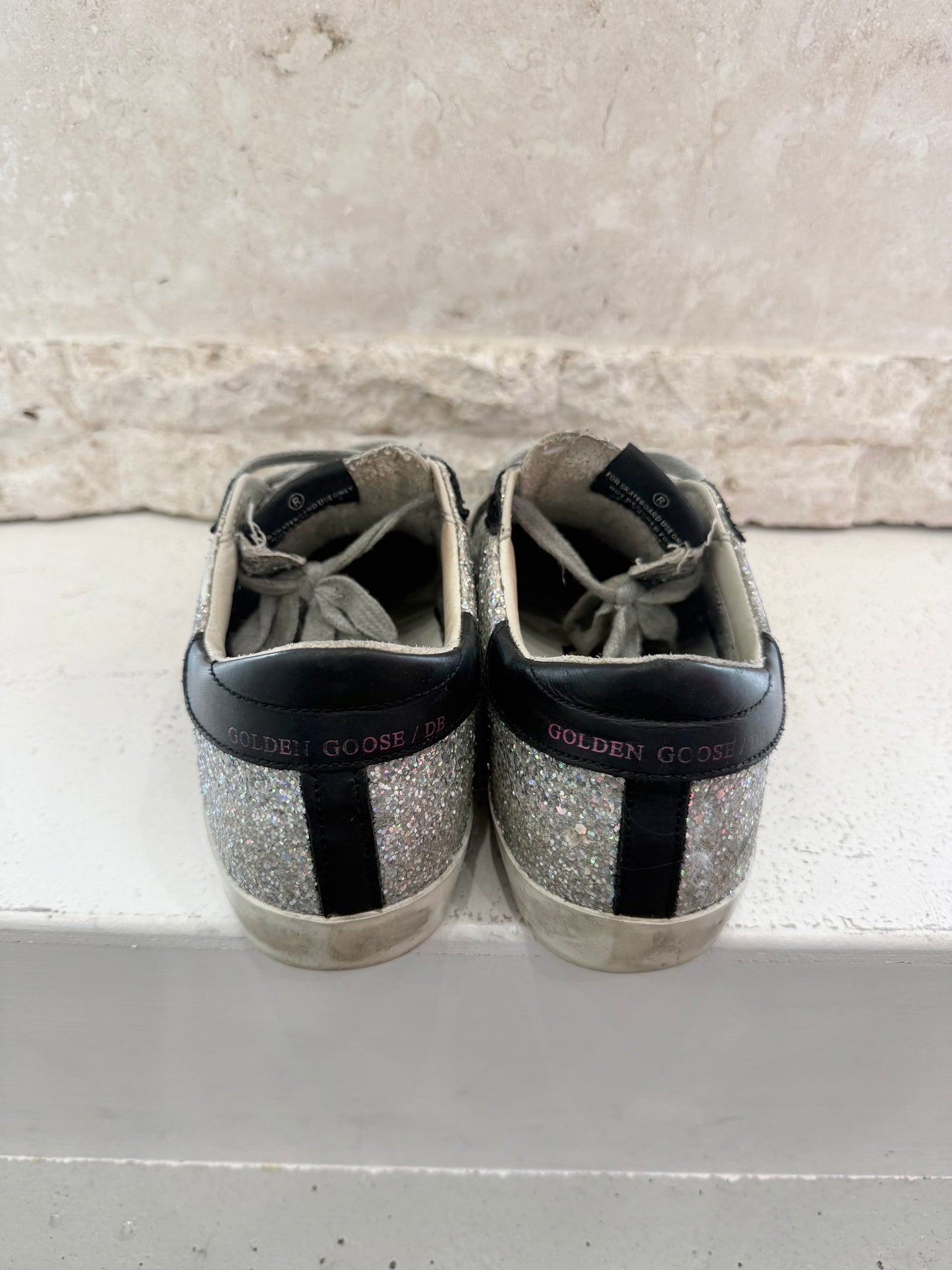 Golden Goose Silver Sparkle Superstar Sneakers - Size 36 - Pre-Loved Geelong