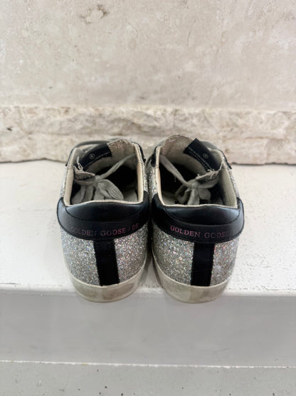 Golden Goose Silver Sparkle Superstar Sneakers - Size 36 - Pre-Loved Geelong