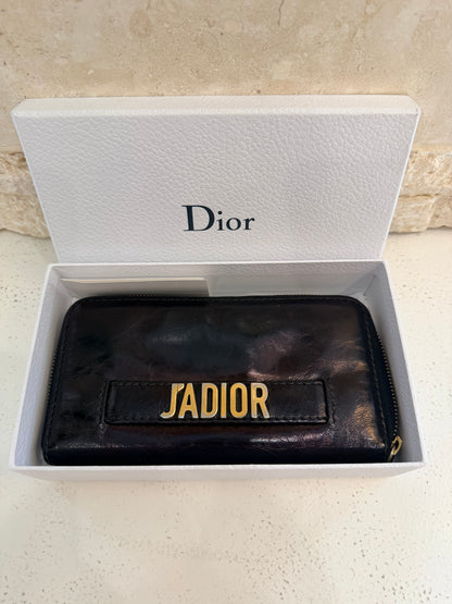 Christian Dior Black Crinkled Leather J'Adior Wallet