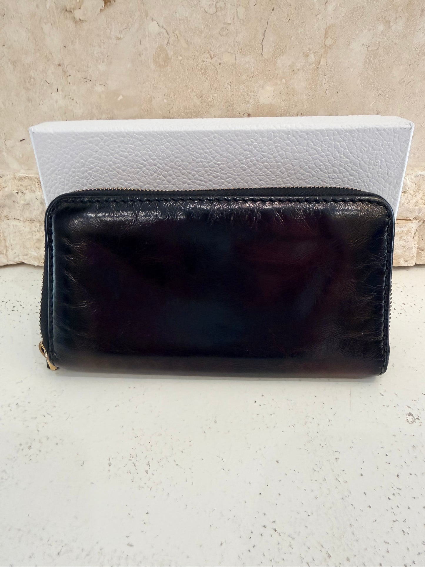 Christian Dior Black Crinkled Leather J'Adior Wallet