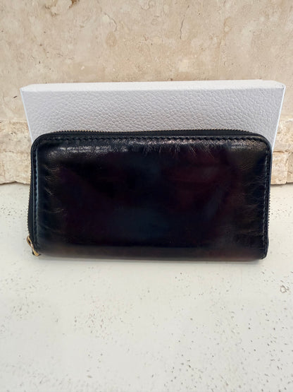Christian Dior Black Crinkled Leather J'Adior Wallet