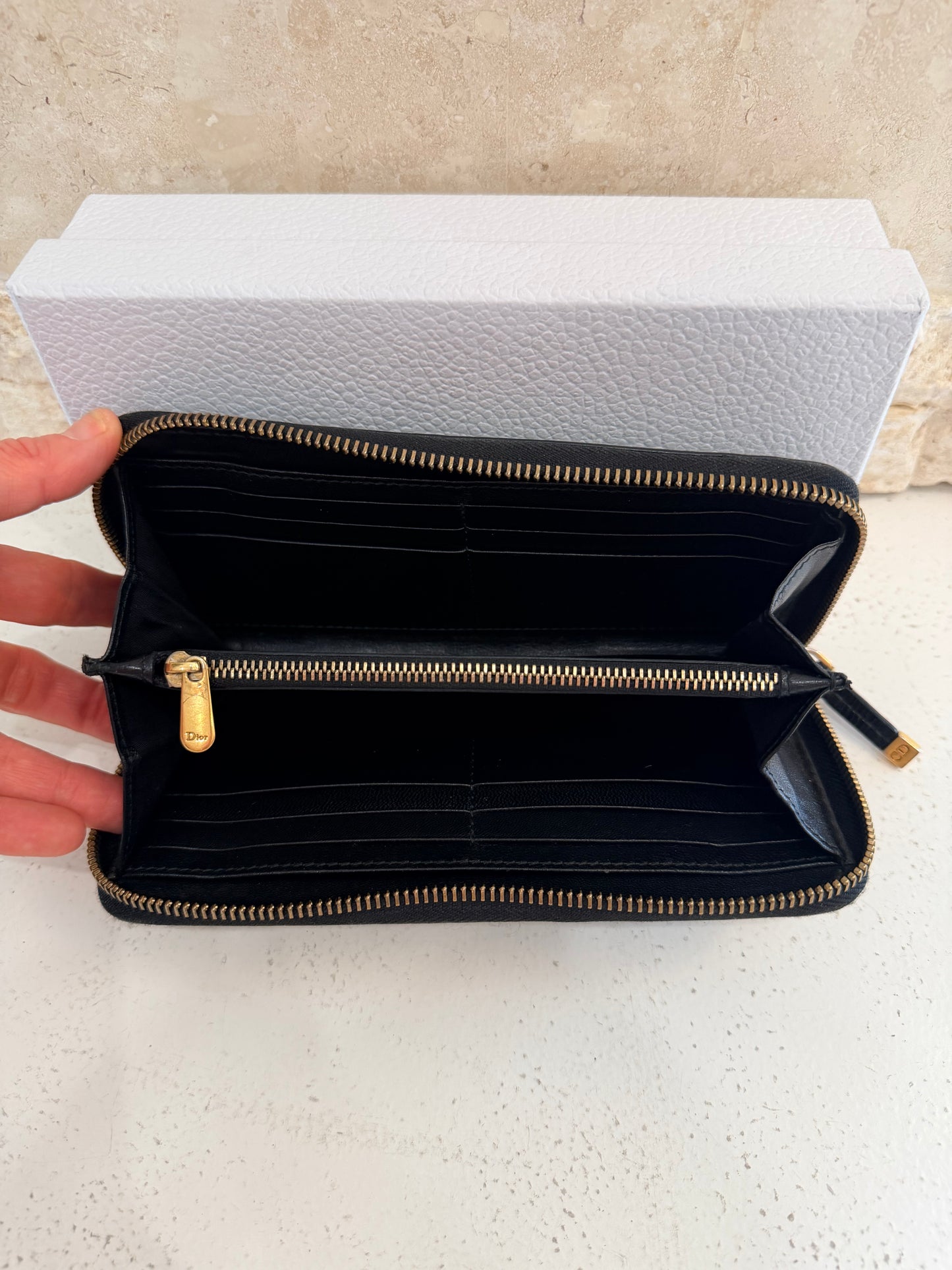 Christian Dior Black Crinkled Leather J'Adior Wallet