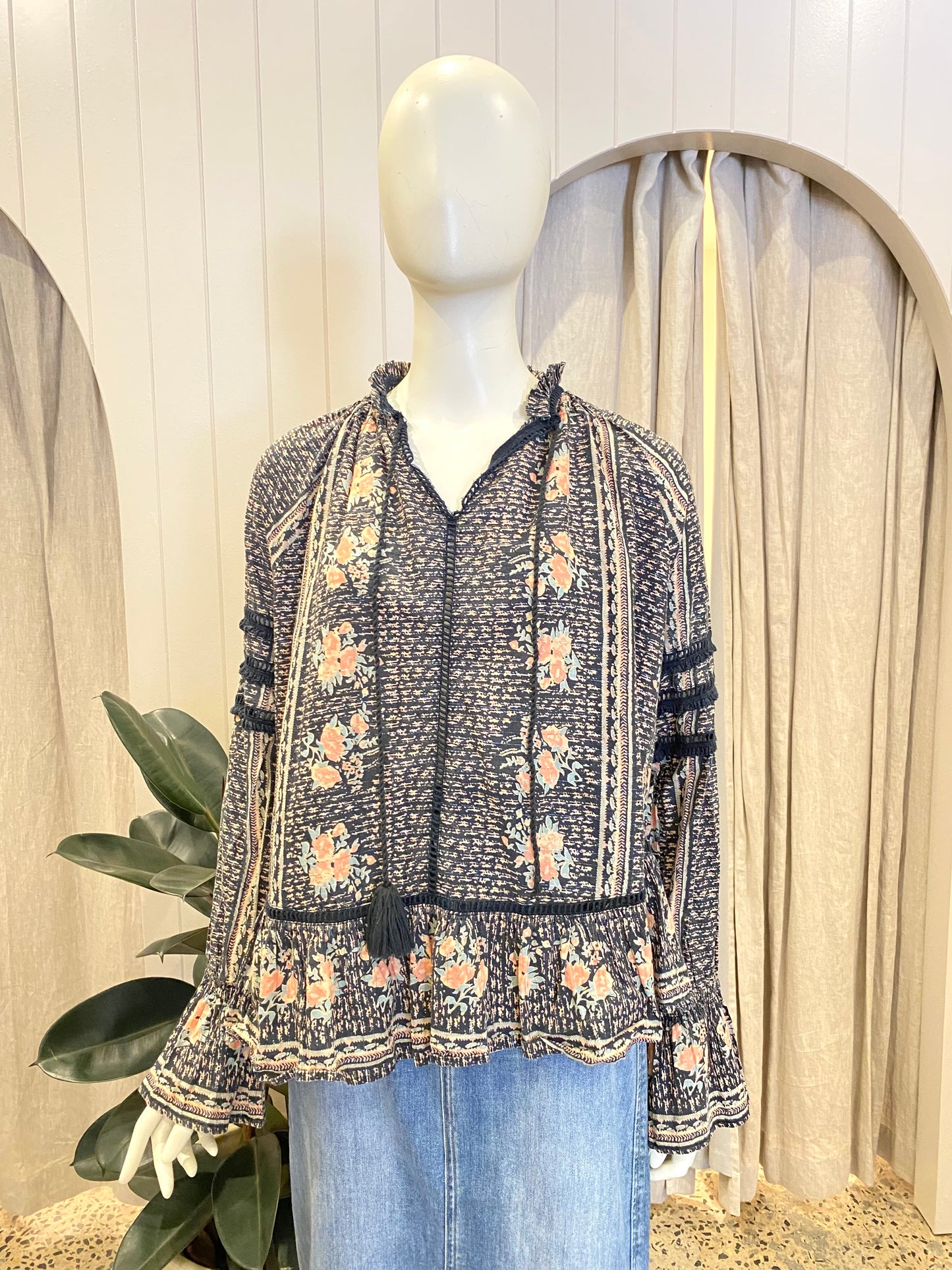 Briony Marsh Floral Print Blouse - Size 8