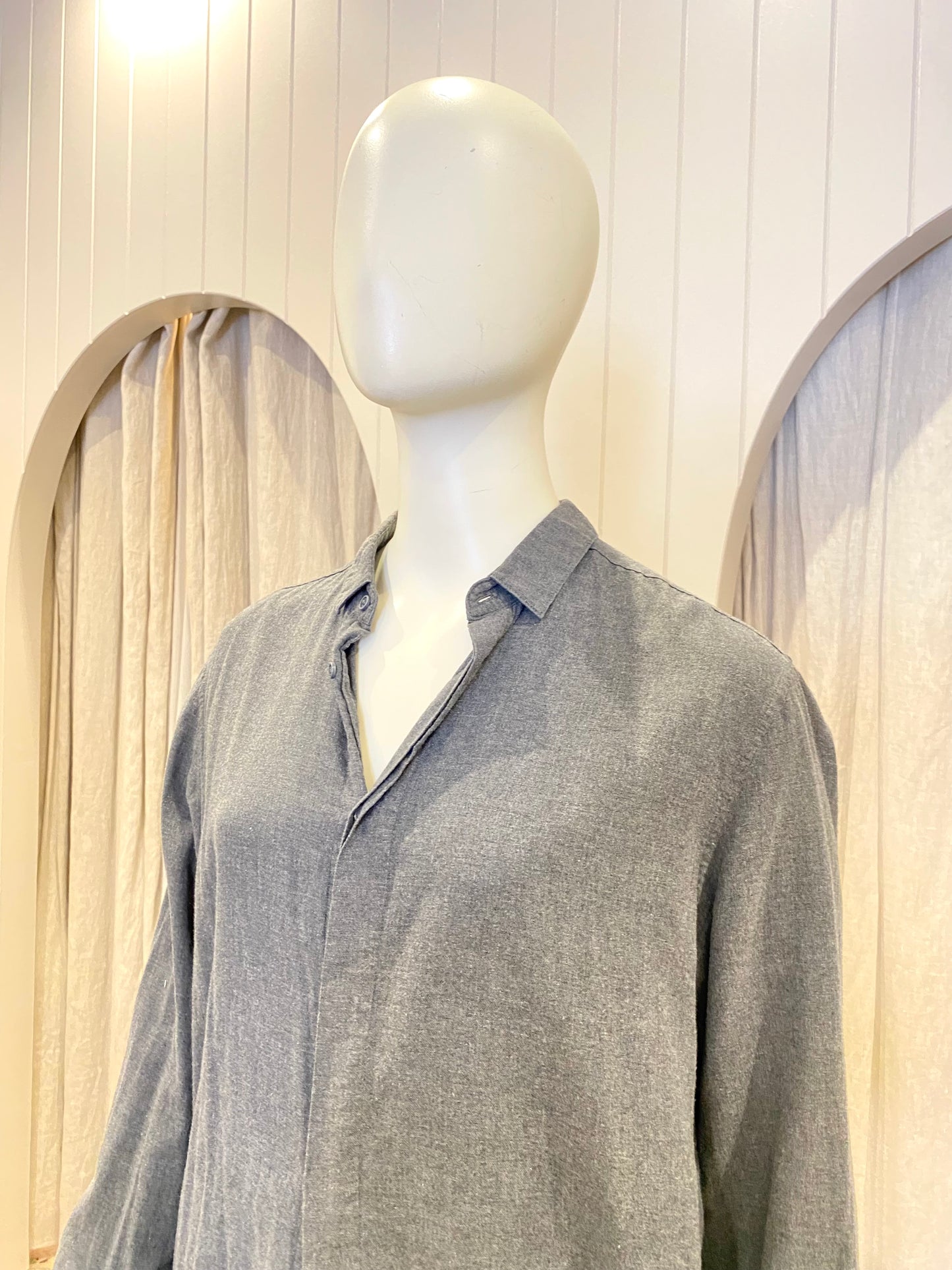 Cos Grey Cotton Shirt - Size 10/12