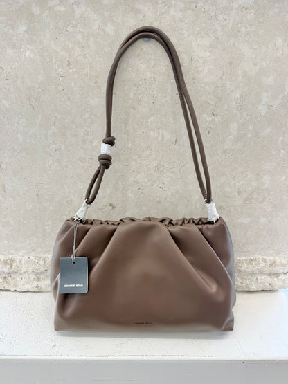Country Road Large Gathered Pouch Bag — Cocoa